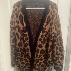 Lord & Taylor Leopard Print Cardigan - Brown and Black